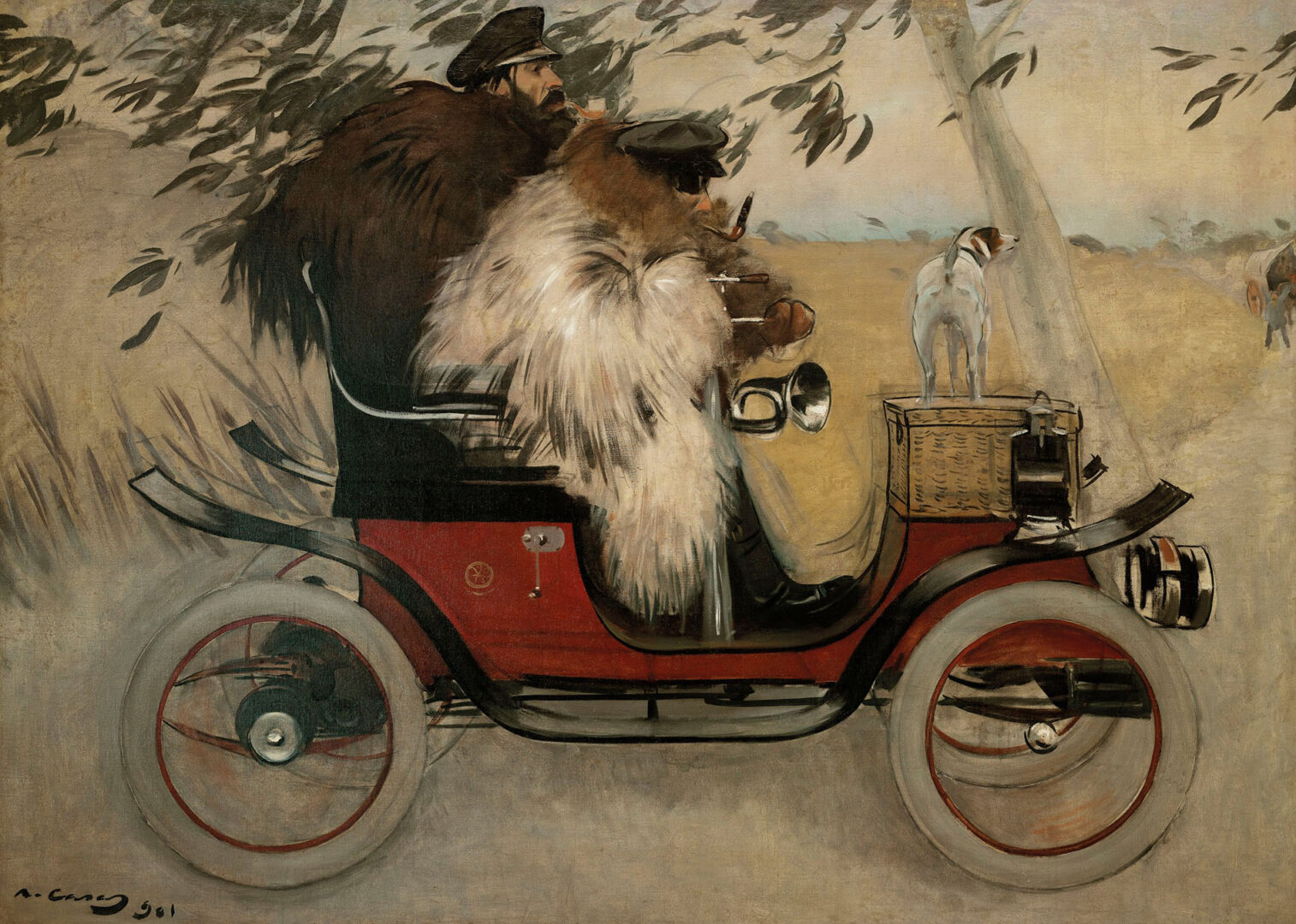 Ramon Casas i Pere Romeu en un automòbil (1901) MUSEU NACIONAL D’ART DE CATALUNYA.